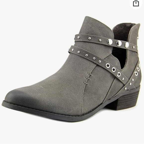 NAUGHTY MONKEY Gray Leather Grommet Strap Block Ankle Boot Bootie Size 40 - Picture 12 of 12